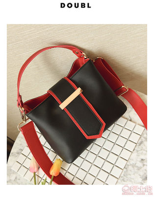 【是包包女2017新款斜挎包韓版時(shí)尚百搭寬肩帶水桶包女拼色手提單肩包XIX8984】保定白溝新城麥麥箱包加工廠 - 產(chǎn)品庫